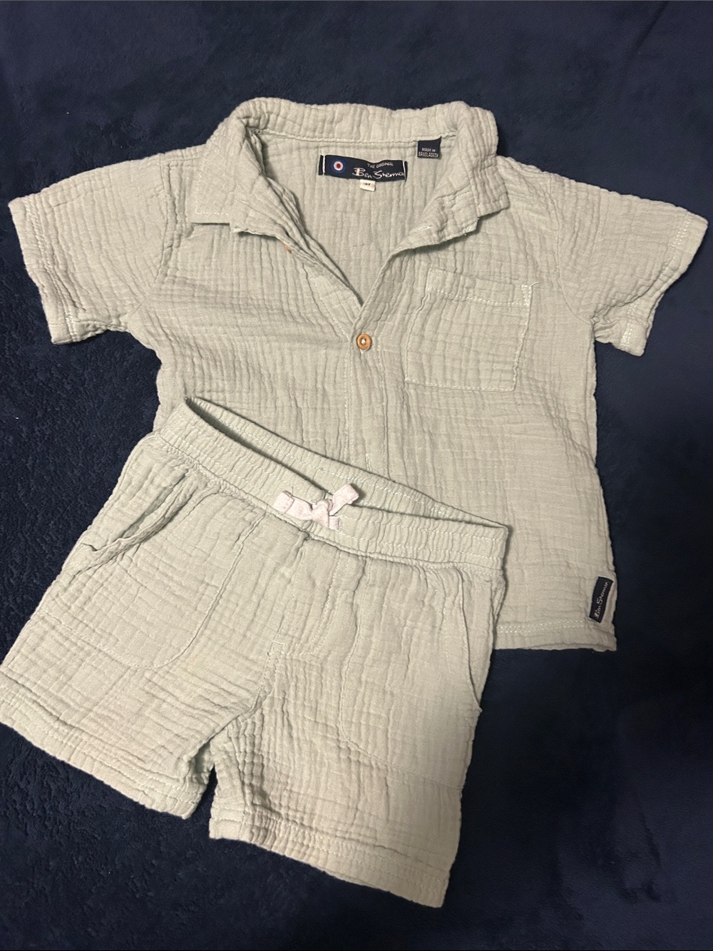 Ben Sherman Light Sage Green Cotton Gauze Kids matching set